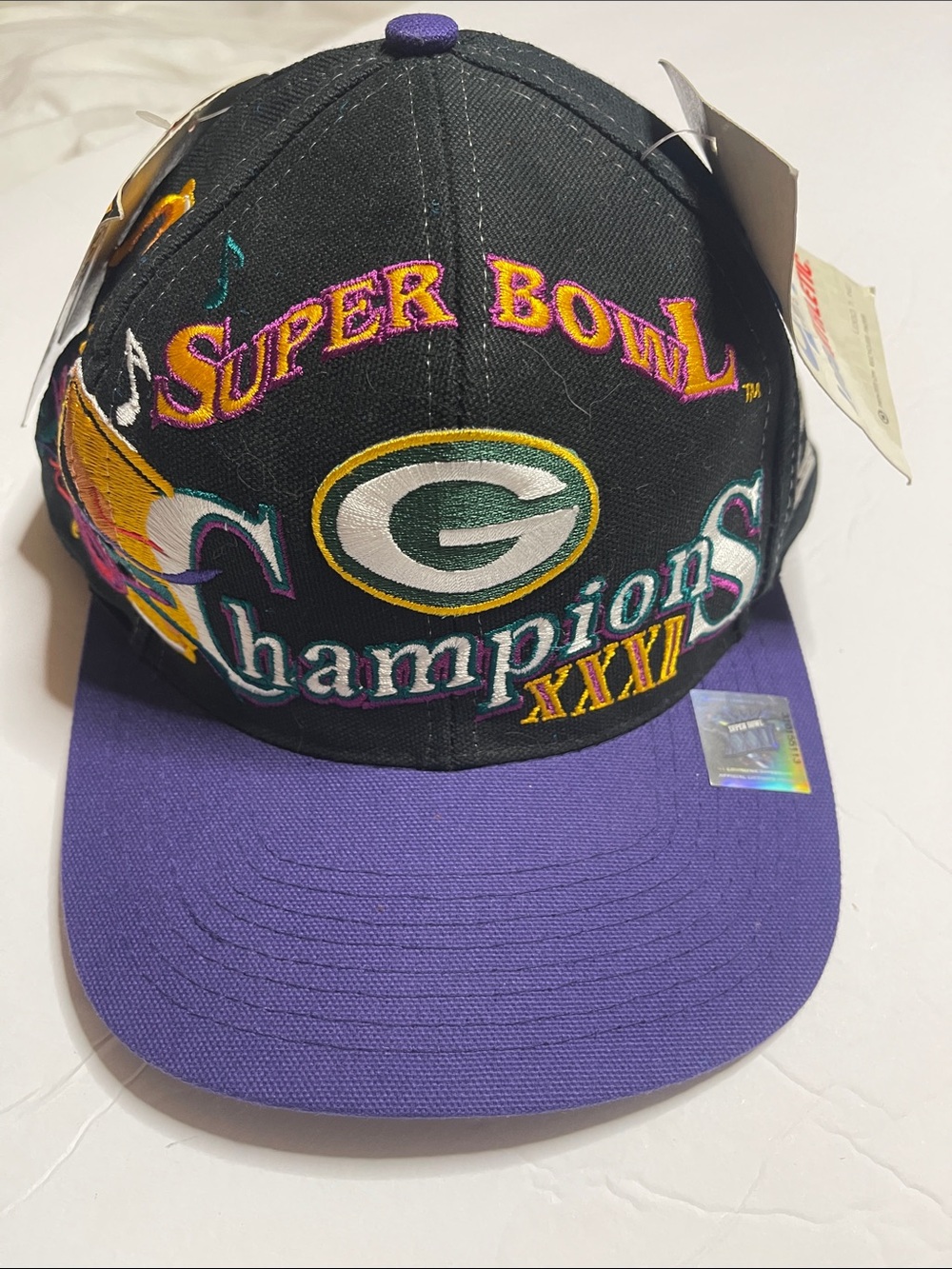 Super Bowl Champions Green Bay Snapback Hat - Black & Purple